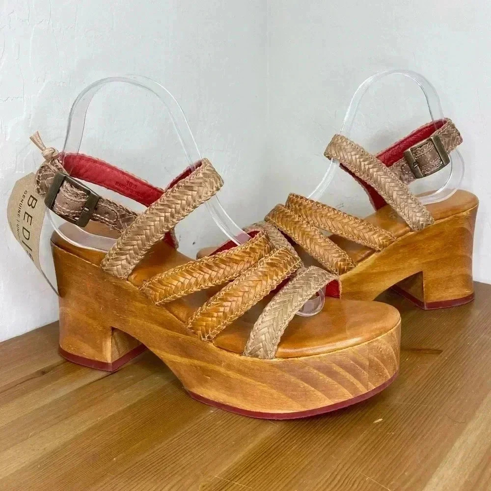 NEW Bed Stu Voicing Braided Leather Platform Sandals Size 10
